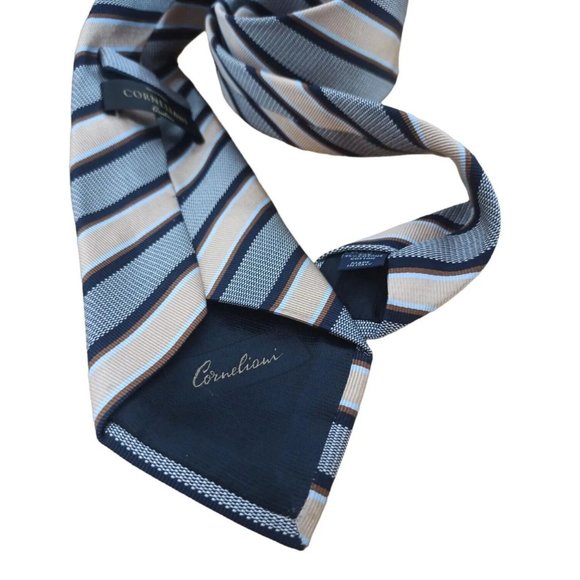 CORNELIANI Current Gray Striped Silk Tie ITALY 59"/ 3.5" EC - Picture 5 of 6